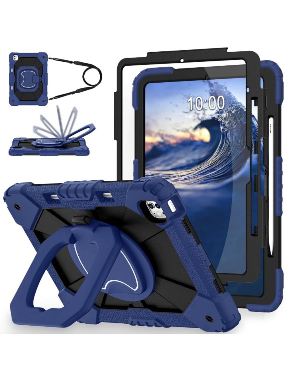 360° Rotating iPad Pro Case 13 Inch with Screen Protector & Pencil Holder